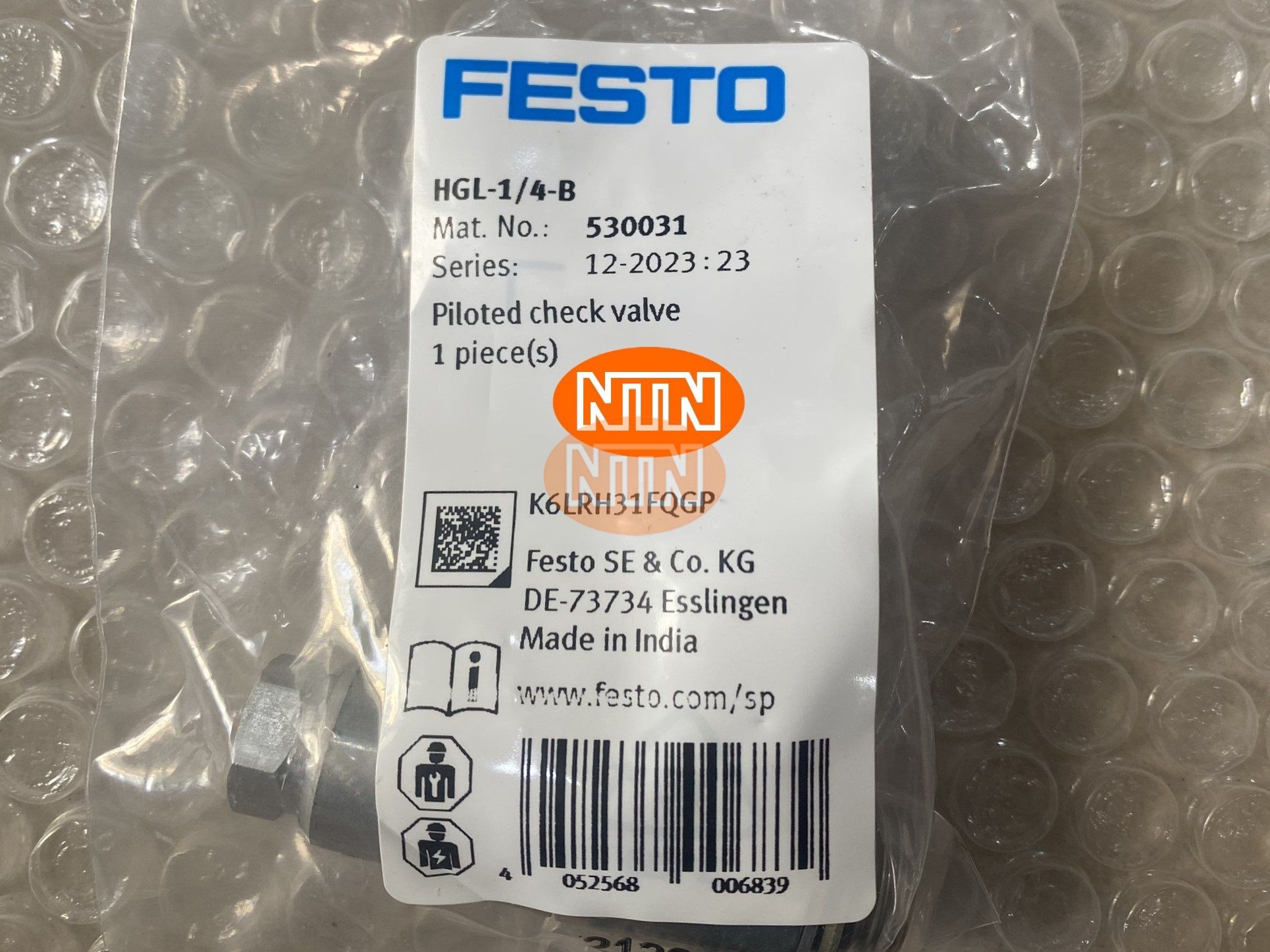 Piloted Non Return Valve Festo HGL-1/4-B (530031) Van một chiều